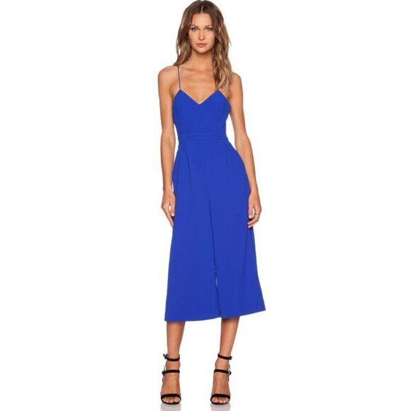 C/MEO Collective Power Trip Jumpsuit Womens Medium Blue Wide-Leg Spaghetti Strap - Picture 1 of 16